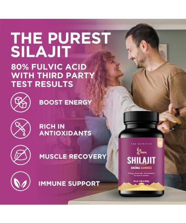 AMU NUTRITION Shilajit Gummies for Men & Women with Aronia Berries Fulvic Acid & 85+ Trace Minerals I Men Women I Non-GMO I Lab Tested I 100% Natural I 60 Gummy (60 Count (Pack of 1) Aronia Berries) Aronia Berries 1 Count  - Buy Online on GoSupps.com