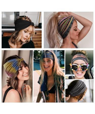 TERSE 2 Pack Boho Wide Headbands for Women - Black African Knotted Non Slip Hair Bands for Yoga, Gym, and Running - Buy Online on GoSupps.com