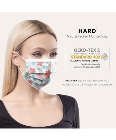 100-Piece Flower Disposable Face Masks | Made in Germany | CE Certified | Triple-Layer Filtration | Elastic Earloops | Breathable - Adults | Standard Size - Buy Online on GoSupps.com