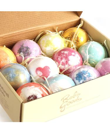 Robin Goods 12-Part Bathing Ball Set | Aromatherapy Gift Set for Mother's Day Valentine's Day & Birthdays - 12 Relaxing Bath Bombs - Buy Online on GoSupps.com