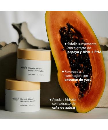 Ondo Beauty 36.5 MULTIACIDS & PAPAYA CLEANSING BALM Baume nettoyant visage d maquillant huile avec extrait de papaye 100 g - Buy Online on GoSupps.com