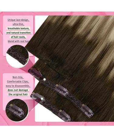 Youngsee Real Hair Clip-In Extensions - Balayage Brown to Blonde 35cm 120g Remy Hair (7PCs) - Buy Online on GoSupps.com