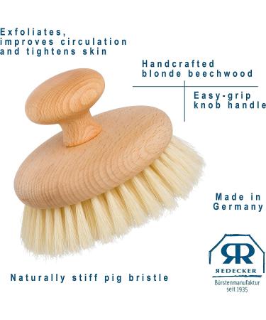 Redecker Natural Pig Bristle Massage Brush - Oiled Beechwood Knob - 3-7/8-Inches - Buy Online on GoSupps.com