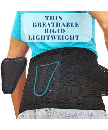 AVESTON Back Brace for Lower Back Pain Relief 6 ribs Belt with Lumbar Pad Support for Men/Women Light Thin Orthopedic Rigid Adjustable Brace Herniated Disc - Size 25 33 Inch Around Belly Small - Buy Online on GoSupps.com