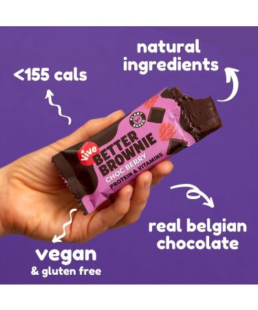 Vive Better Immunity Vitamins Low Calorie Brownie - Healthy Vegan Snack with Protein Chocolate Berry Flavour 15 x 35g - 15 Count Pack - Buy Online on GoSupps.com