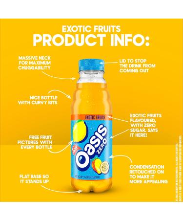 Oasis Exotic Fruits Zero 12 x 500ml - Buy Online on GoSupps.com