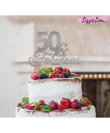 50 & Fabulous Birthday Cake Topper with Bold Swirly Design for 50th Birthday Celebration Made in UK - Silver - Buy Online on GoSupps.com