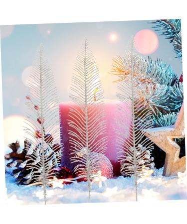 HOMSFOU Artificial Leaf 10pcs Powder Glitter Christmas Picks Christmas Leaves Artificial Leaves Stems Branches Twigs Xmas Bouquet Stem Faux Leaves Christmas Tree Plastic Crafting Supplies Silver 40X8CM - Buy Online on GoSupps.com