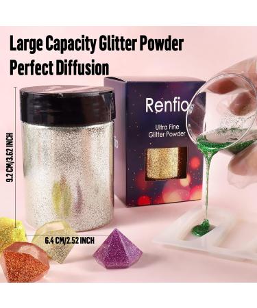 Renfio Ultra Fine Glitter Powder 5.65 Oz - Deep Black Metallic Resin Supplies for Crafts & Decoration - Buy Online on GoSupps.com