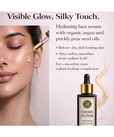 Oasis Elixir Face Oil Serum Deep Hydration and Radiant Glow Fast Absorbing Non Greasy Helps Reduce the Look of Fine Lines Argan and Prickly Pear Jojoba Vitamin E 1 fl oz (30 mL) - Buy Online on GoSupps.com