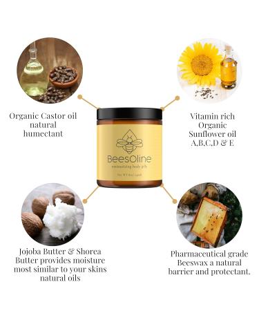 BeesOline All Natural Moisturizer - Petroleum Free, Non-GMO Sunflower Oil, Organic Castor Oil, Jojoba Butter, Medical Grade Beeswax - 1-8oz Jar - Soothing Moisture - Buy Online on GoSupps.com