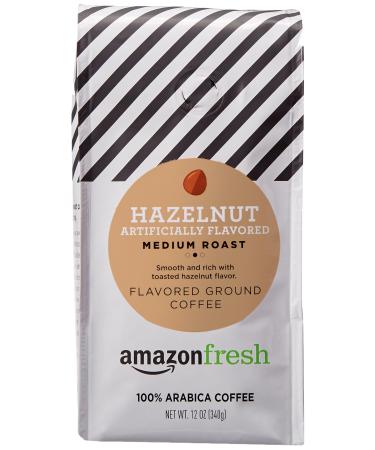 AmazonFresh Hazelnut Flavored Coffee, Ground, Medium Roast, 12 Ounce