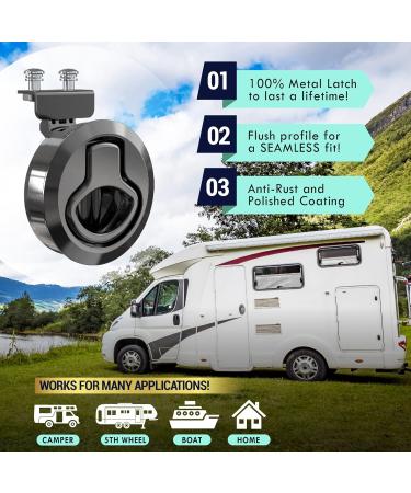 LATCH.IT RV Flush Slam Latch Lock | 2 Pack Black Heavy Duty Metal Boat Lid Lock - Fits 2 Holes & 0.5 Door Thickness - Buy Online on GoSupps.com