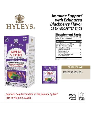 Hyleys Tea Immune Support - Echinacea Blackberry, 25 Foil Tea Bags (0.07 oz each) - Buy Online on GoSupps.com