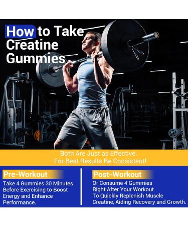 Lysimi Creatine Monohydrate Gummies 8000mg for Men & Women Creatine Monohydrate for Muscle Strength Muscle Builder Energy Boost Pre-Workout Supplement Blueberry Flavor 120Count - Buy Online on GoSupps.com