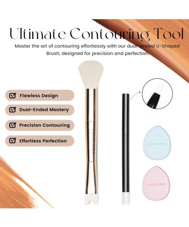 U-Shaped Viral Contour Nose Brush Set | Dual-Ended Makeup Brush & Foundation Sponge for Perfect Contouring | Enhance Your Look with Professional Makeup Tools - Buy Online on GoSupps.com
