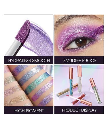 Hotiary Shimmer Glitter Liquid Eyeshadow Set - 10 Metallic Pigments for Sparkling Eyes - Gift Shiny Pen Eyeliner Kit - Buy Online on GoSupps.com