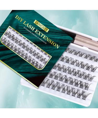 Lanciley Cluster Lashes with Eyelash Glue - Sunshine Style 60 Clusters | DIY Individual Eyelash Extensions - Super Thin Band, Reusable & Comfortable False Eyelashes | 10/12/14/15/16mm - Buy Online on GoSupps.com