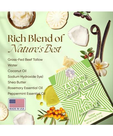 Grass-Fed Tallow Nighttime Cream and Natural Tallow Bar Soap Bundle - Restorative Cream Overnight Moisturizer Lavender Scent - Minty Refreshing & Revitalizing for All Skin Types - 4 oz & 4.5 oz - Buy Online on GoSupps.com