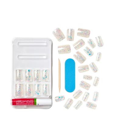 KISS Gel Fantasy Press On Nails - How Dazzling Silver Medium Square | 28 Nails Glue & Mani Kit Included - Shop Internationally - Buy Online on GoSupps.com