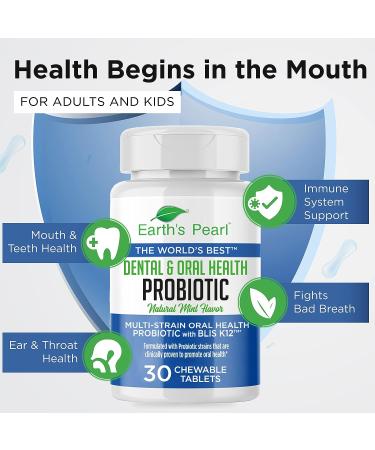Dental Probiotic with BLIS K12 for Oral Health - Mint Flavor, 30-Day Supply - For Bad Breath & Dental Care - Kids & Adults - Earth's Pearl - Buy Online on GoSupps.com