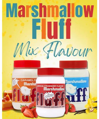 Marshmallow Fluff Original Caramel and Strawberry Mix (213g x3) with Recipe - Gluten-Free Spread Delights for Vegetarians - Buy Online on GoSupps.com