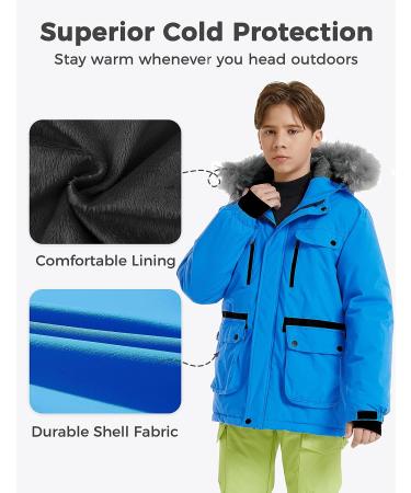 Wantdo Kids Boys' Blue Snowboarding Jacket | Warm Winter Coat | Size 8-9 - Buy Online on GoSupps.com