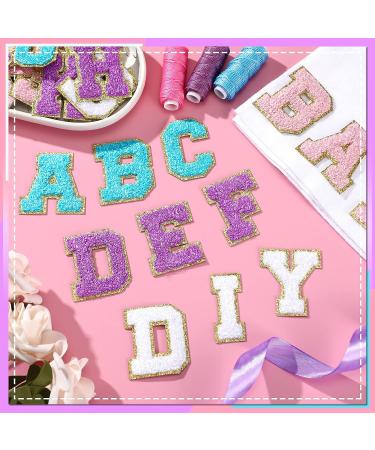 104 Pcs Chenille Letter Patches - Varsity Iron-On & Adhesive Patches - White Pink Purple Blue - Embroidered Patch for Clothing - Buy Online on GoSupps.com