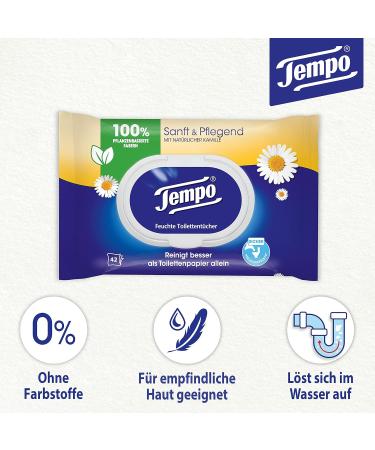 Tempo Moist Toilet Paper Duo Pack - Gentle & Caring 84 Wipes (42 Sheets x 2) | Premium International Shipping - Buy Online on GoSupps.com