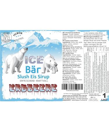  ICE B r SLUSH ICE Bear Syrup without AZO | 1 liter bottle | Concentrate for slushy drinks ice cream makers ice machines 1:5 ratio - Buy Online on GoSupps.com
