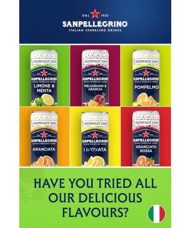 San Pellegrino Italian Sparkling Drinks Tastefully Light Canned Soft Drink 74 k Cals per Can 330ml - Pack of 12 - Lemon & Mint - Buy Online on GoSupps.com