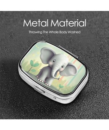 Lovely Elephant Printing Small Pill Case - Cute 2 Compartment Travel Pill Box Organizer for Purse - Perfect Gift - Buy Online on GoSupps.com