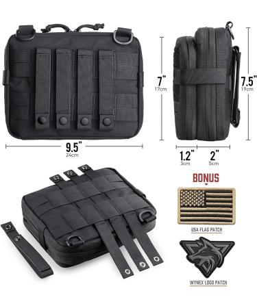 WYNEX Tactical Molle Admin Pouch of Laser Cut Design Utility Pouches Molle Attachment Military Medical EMT Organizer with Map Pocket EDC EMT Pack IFAK Tool Holder Universal U.S.A Patch Included Black - Buy Online on GoSupps.com