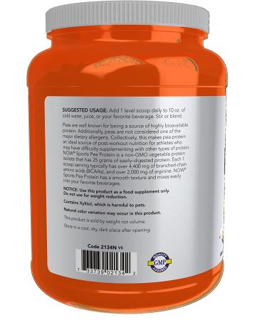 Now Foods Sports Pea Protein Vanilla Toffee - 2 lbs (907g) | Plant-Based Protein Supplement - Buy Online on GoSupps.com
