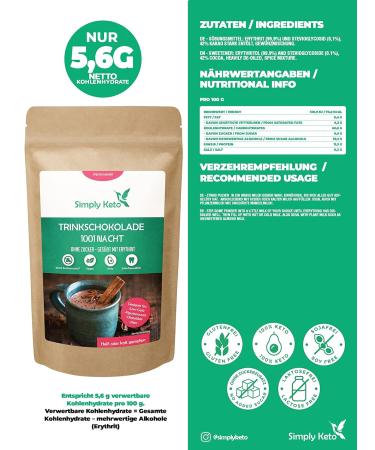 Simply Keto Drinking Chocolate (1001 Night) - Sugar-Free Cocoa Powder | 42% Cocoa | Low Carb Hot & Iced Chocolate | 180g Pack - Buy Online on GoSupps.com