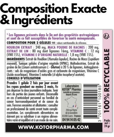 KOTOR MENO45 | Hot Flashes Night Sweats Libido Irritability Fatigue | Pre & Menopause | Hops + Maca + Flax Seeds + Vitamins E & C | 60 Capsules | Made in France - Buy Online on GoSupps.com