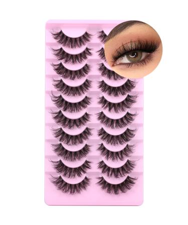 Fake Eyelashes Cat Eye Lashes Wispy Natural Look with Clear Band False Eyelashes that Look Like Extensions Soft Handmade Reusable Faux Mink lashes
