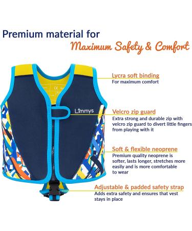 Limmys Premium Neoprene Swim Vest for Boys - Large Size with Drawstring Bag - Ideal Buoyancy Swimming Aid for Children - Buy Online on GoSupps.com