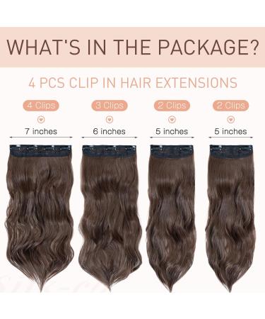 Curly Synthetic Hair Extensions Clip in 22 Inches - 4PCS, #Chestnut Brown - Buy Online on GoSupps.com