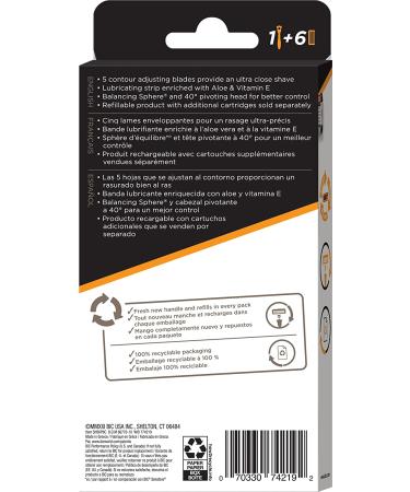 BIC Flex 5 Hybrid Men's Disposable Razor Set - 1 Handle, 6 Cartridges, 5 Blades - Buy Online on GoSupps.com