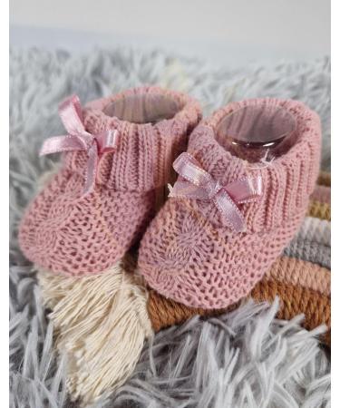 Royal Icon Newborn Baby Booties - Soft Knitted Bootees for Boys & Girls (0-3 Months) - Indoor/Outdoor Use - Rose Gold - Buy Online on GoSupps.com