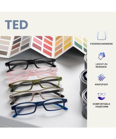 Matt Grey & Black Navy Blue Lightweight Reading Glasses 2-Pack for Men & Women | +2.50 Diopters | The Reading Glasses Company - Buy Online on GoSupps.com