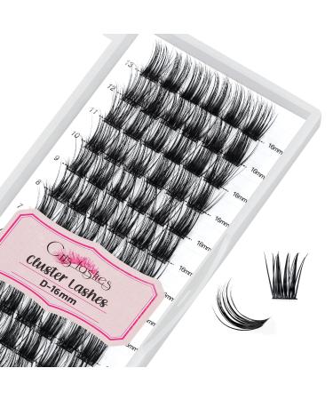 Cluster lashes  Crislashes DIY Eyelash Extension 13 Rows  D Curl 16mm Individual Cluster Eyelashes Natural Look  78 pcs Reusable Cluster Eyelash Extensions at Home (F04-D Curl 16mm) 1 Count (Pack of 1) F04-D Curl-16mm