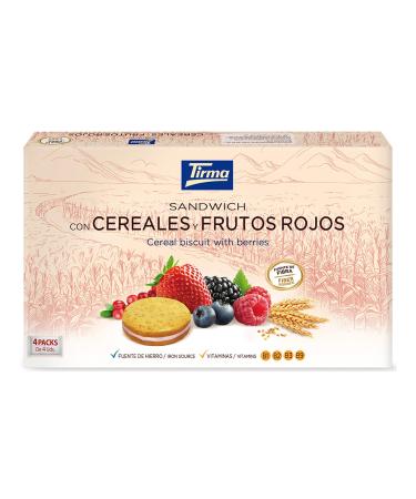 Tirma Cereal and Red Fruit Sandwich 4 x 45g | Biscuits Filled with Red Fruits | Healthy and Vegetarian Snack | Practical and Gourmet Snack | Ideal for Snacks and Sweet Breaks
