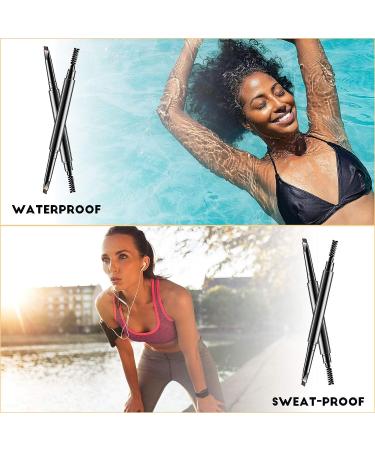 2 Pieces Waterproof Eyebrow Pencil with Brush | Long Lasting & Retractable Brow Makeup Kit in Dark Brown - Buy Online on GoSupps.com