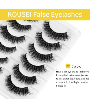 KOUSEI Cat Eyes False Eyelashes - Wispy Natural Faux Mink Lashes (6 Pairs) - Light Volume Short Fake Eye Lashes Multi-Pack - Buy Online on GoSupps.com