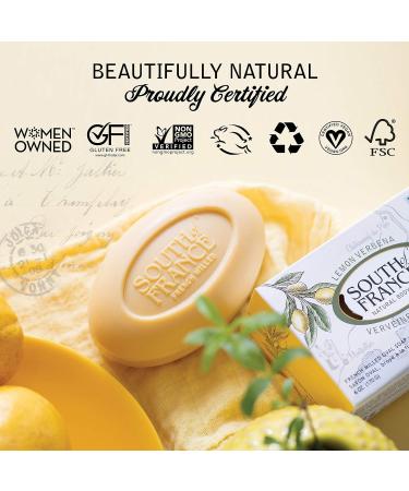 Lemon Verbena Clean Bar Soap by South of France | Triple-Milled French Soap with Organic Shea Butter | Vegan Non-GMO Body Soap | 6 oz Bar 4 Pack - Buy Online on GoSupps.com