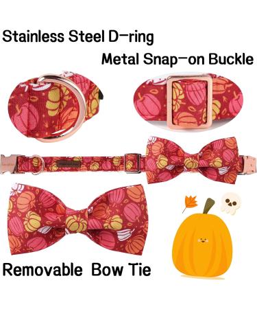 Unique Style Paws Halloween Dog Collar - Adjustable Pumpkin Collar for Small Dogs - Comfortable Cotton with Metal Buckle (XS Neck 20.3-30.5 cm) - Buy Online on GoSupps.com