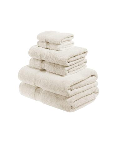 Superior 6-piece towel set made of Egyptian cotton contains 2 bath towels 2 towels 2 face towels/washcloths ultra-hooded luxury towels thick plush essentials guest resort spa cream