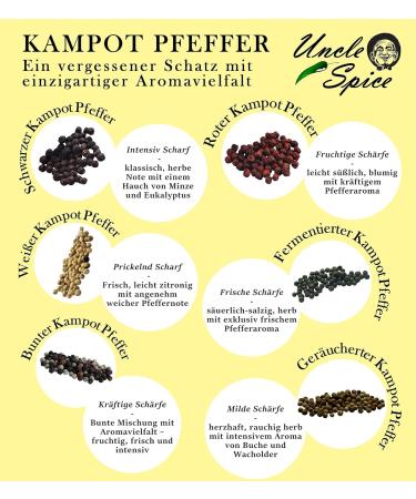 Uncle Spice White Kampot Pepper 60g | Premium Quality Whole Sun-Dried Pepper Berries | Hand-Picked White Peppercorns for Sauces - Buy Online on GoSupps.com